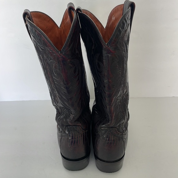 Dan Post Leather Western Boots Black Cherry Size 8D Teju Lizard - Picture 4 of 8